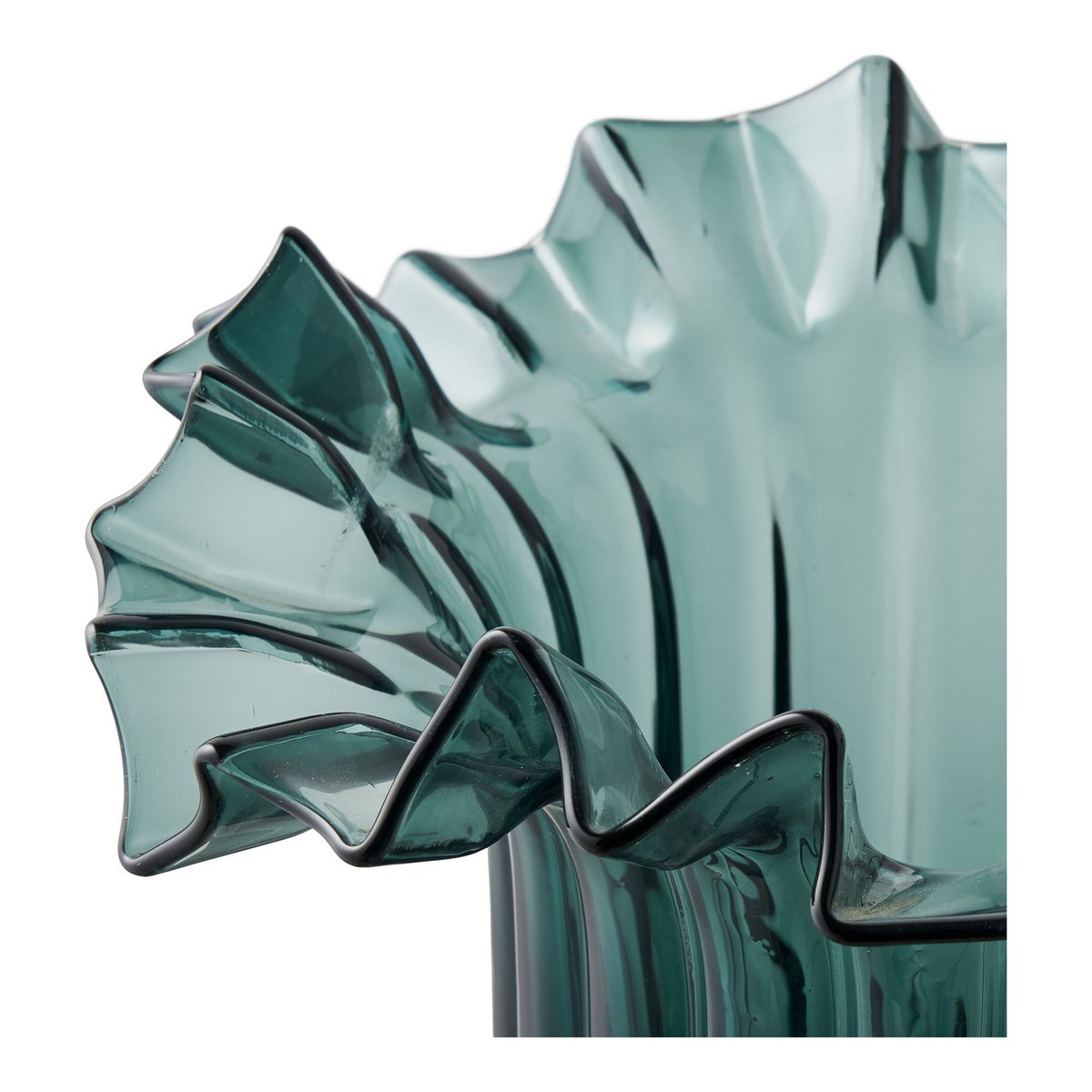 Vaas mondgeblazen glas donkergroen 25x30 cm