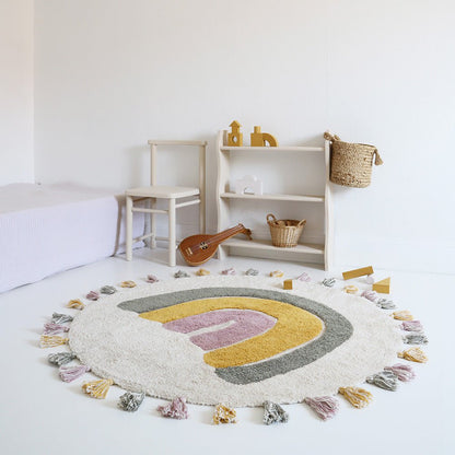 Vloerkleed kind 110 cm katoen regenboog