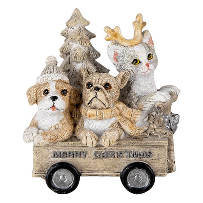 Dierenbeeld 9x7x11 cm grijs beige polyresin