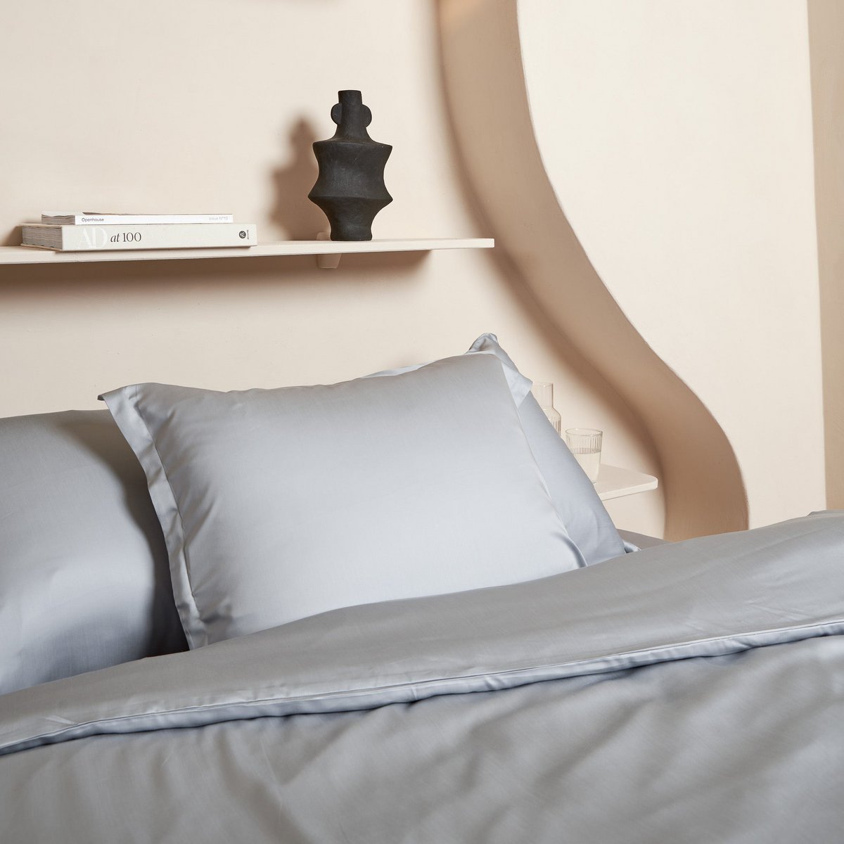 Kussensloop TENCEL satijn 50x60 cm grijs blauw