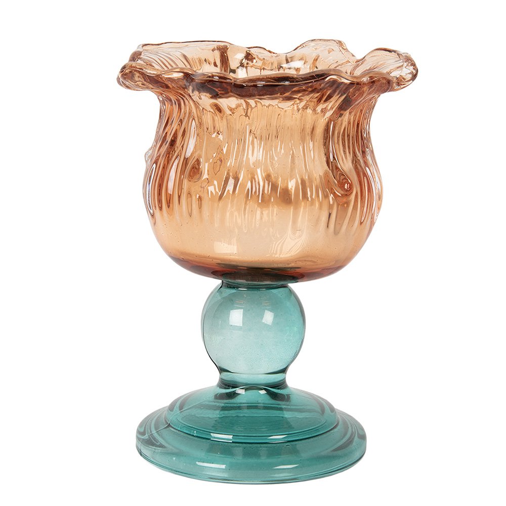 Waxinelichthouder Ø 10x14 cm Oranje Glas