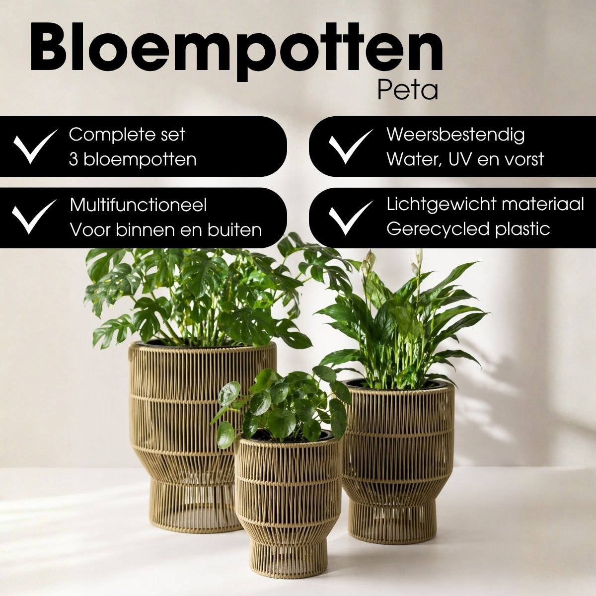 Bloempot buiten set van 3 groen