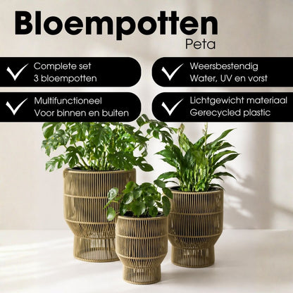 Bloempot buiten set van 3 groen