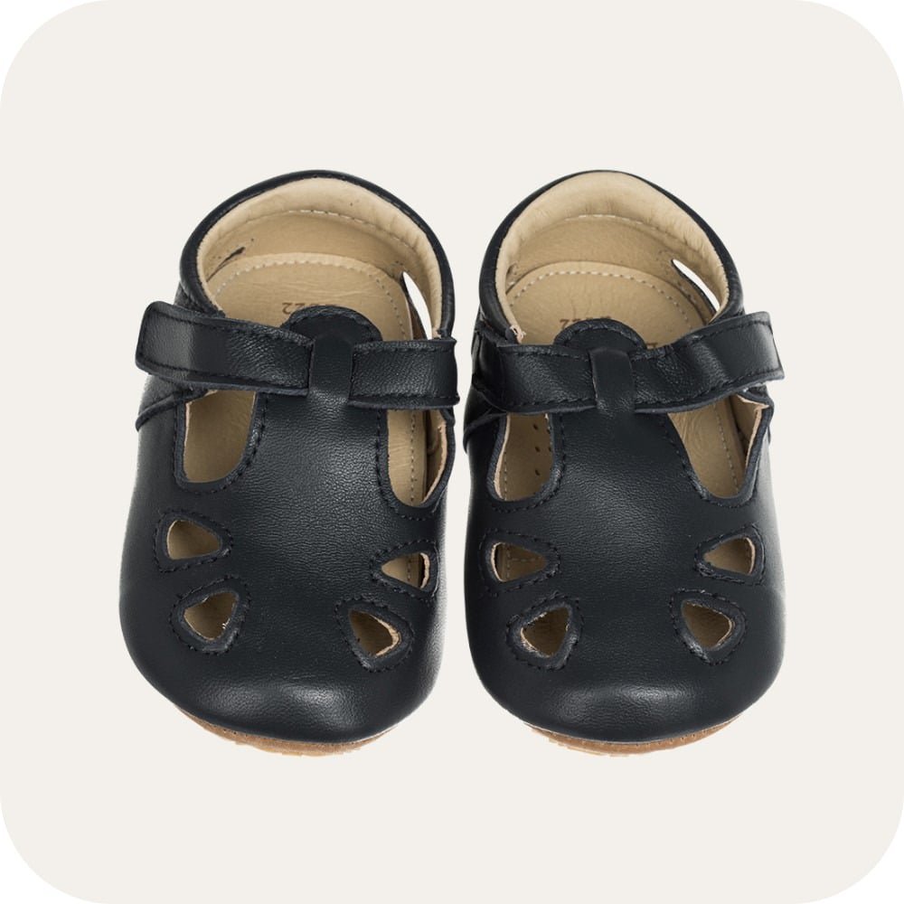 Babyschoenen leer klittenband marine
