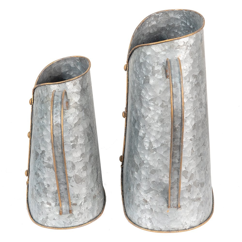 Decoration Watering Can Set of 2 Grey Metal