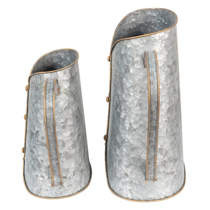 Decoration Watering Can Set of 2 Grey Metal