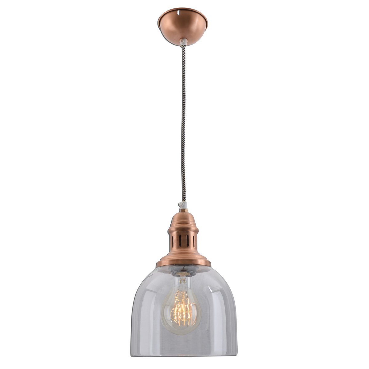 Hanglamp Mumbai 18.5x18.5x110 cm metaal glas koper E27