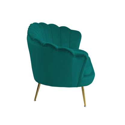 Schelpenbank groen fluweel 136x77x78 cm
