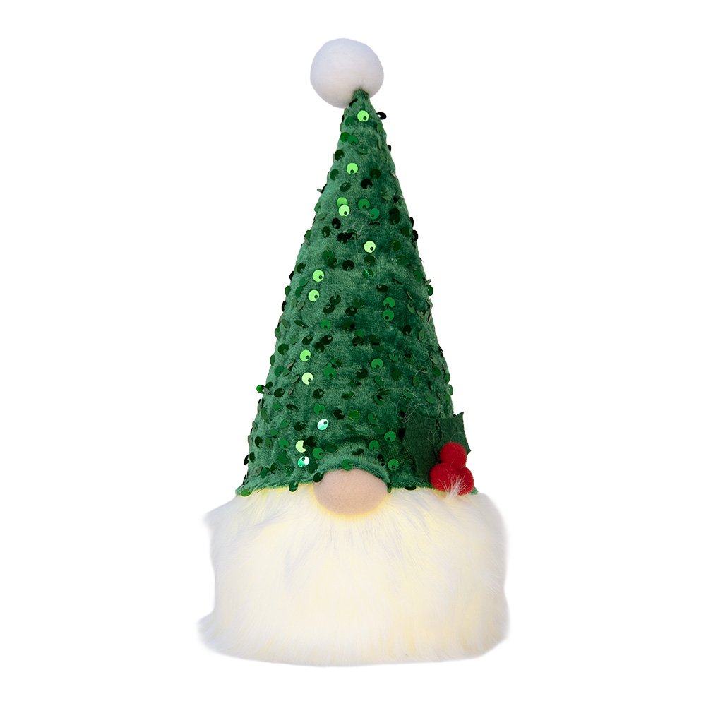 Christmas decoration with LED lighting Gnome 10x10x25 cm Green Synthetic