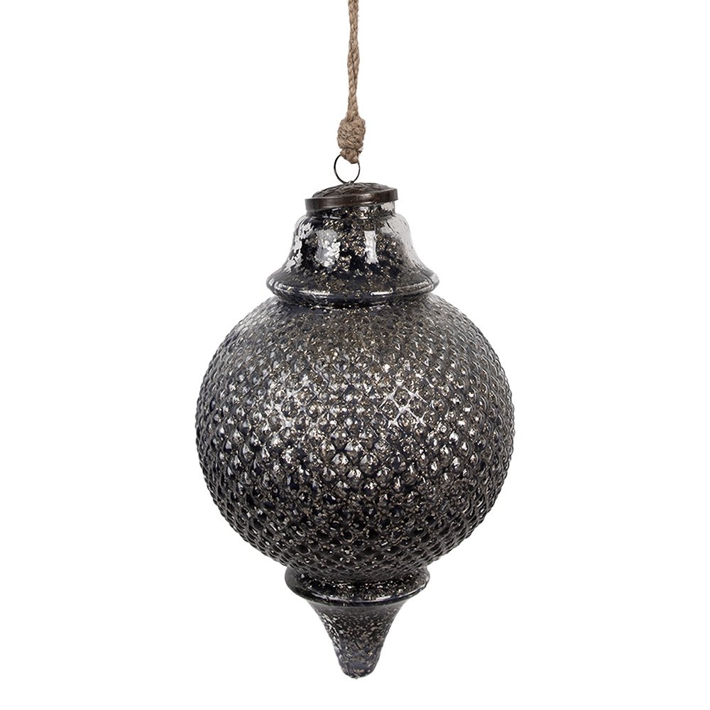 Kerstbal 16x27 cm zwart glas