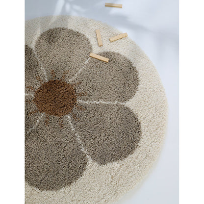 Bohemian Daisy round children's rug taupe