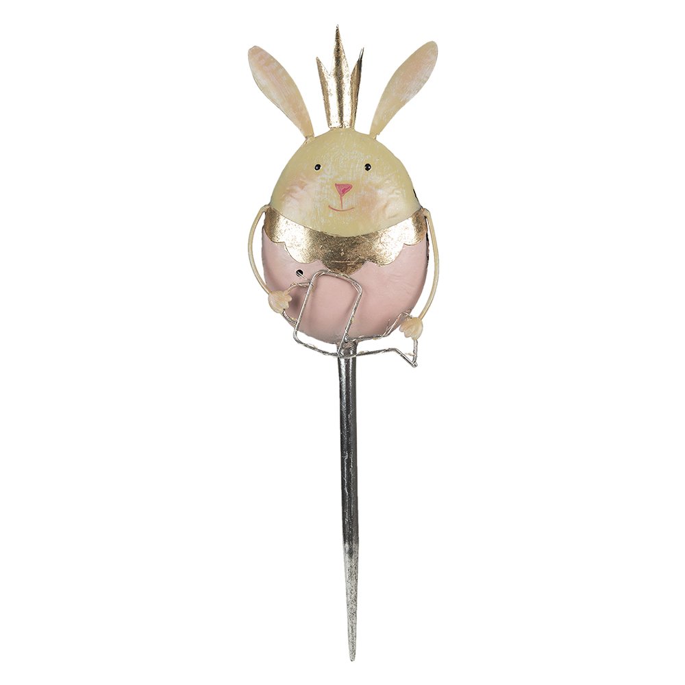 Garden Stake Rabbit 17x8x59 cm Pink Beige Metal Garden Spike
