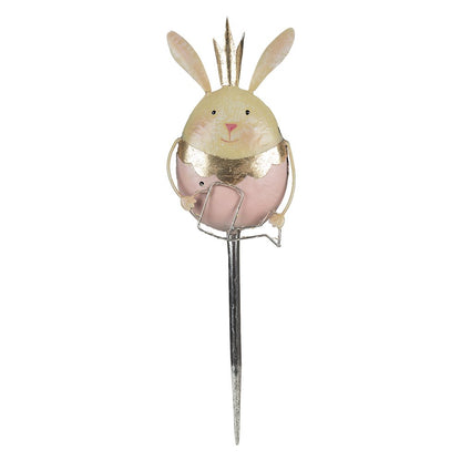 Garden Stake Rabbit 17x8x59 cm Pink Beige Metal Garden Spike