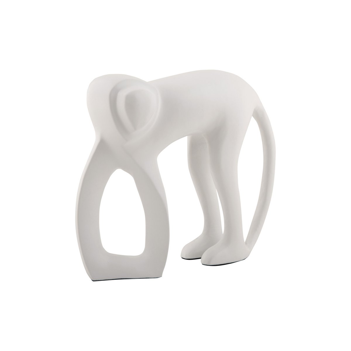 Standbeeld aap aluminium 17x5x15 cm wit