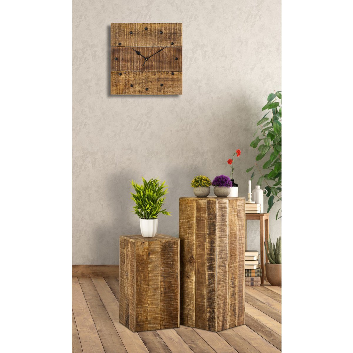 Bloemzuil 27x27 Cm Hoogte 50 Of 73 Cm Mangohout Decoratief