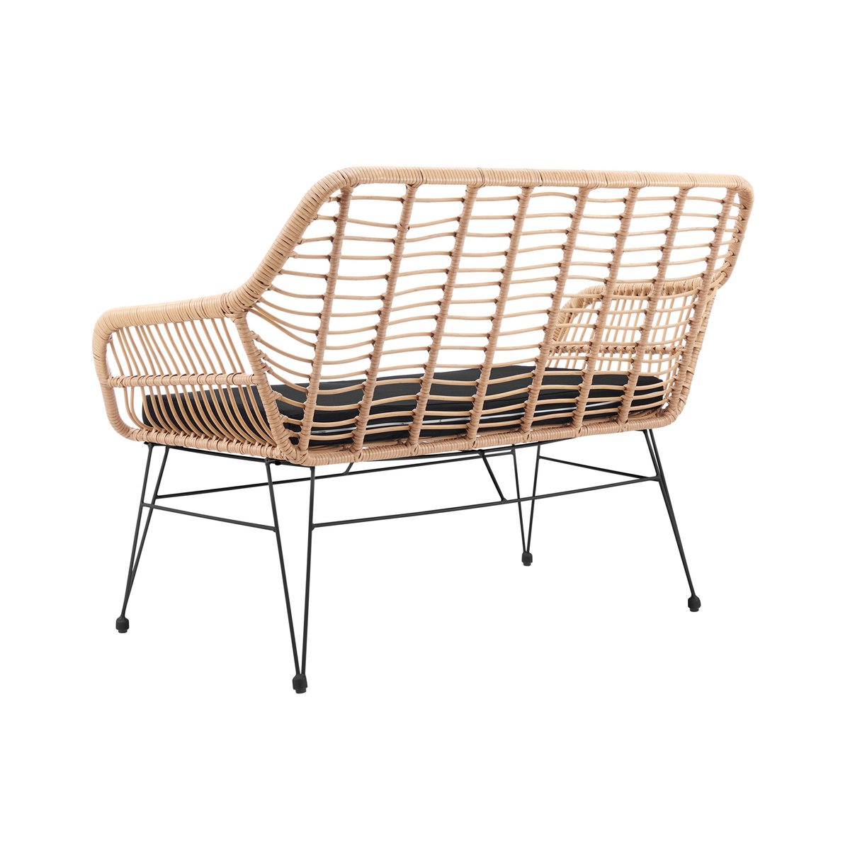 Bank naturel rotan look metaal frame 120x69x85 cm
