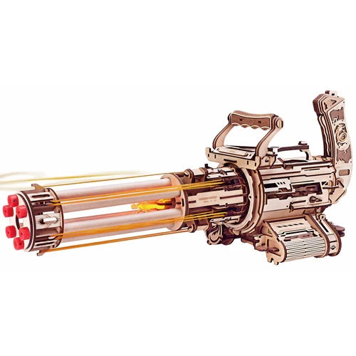 Houten modelbouw Rotating-Barrel Machine Gun 45x16,3x21 cm