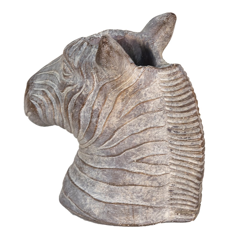 Flowerpot Zebra 16x10x15 cm Grey Stone Indoor Flowerpot