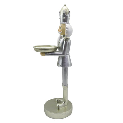 Notenkraker beeld 40 cm zilver wit kunststof
