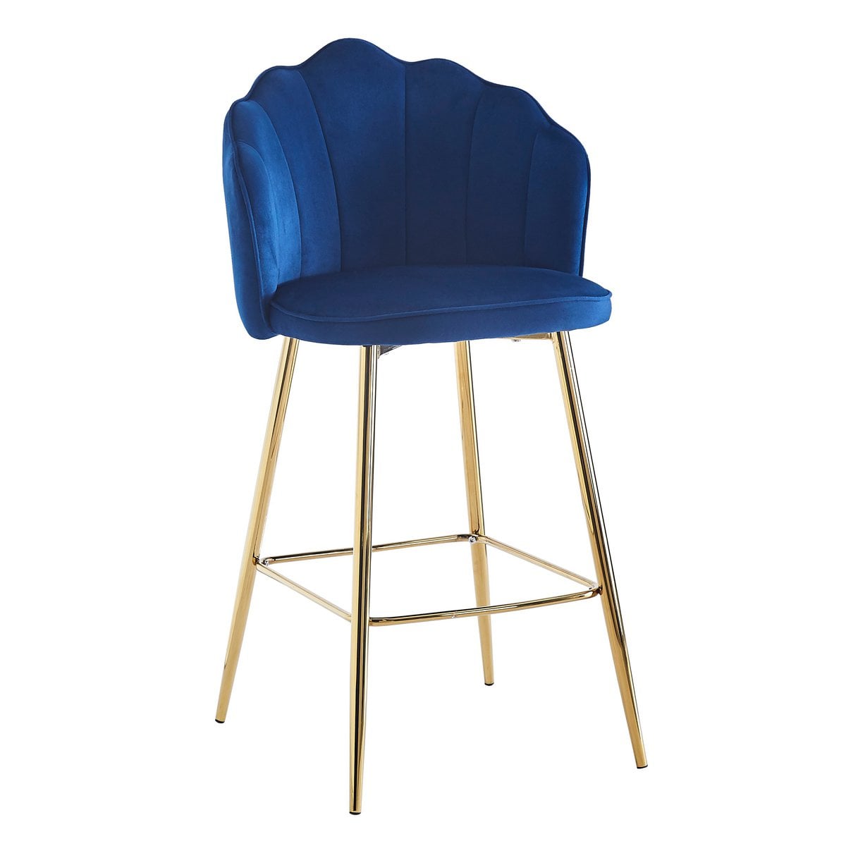 Barkrukken schelp design set van 2 donkerblauw fluweel