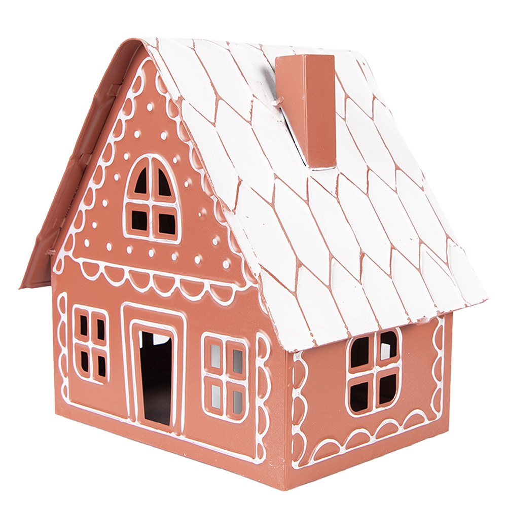 Decoratie huis LED 23x18x23 cm bruin metaal