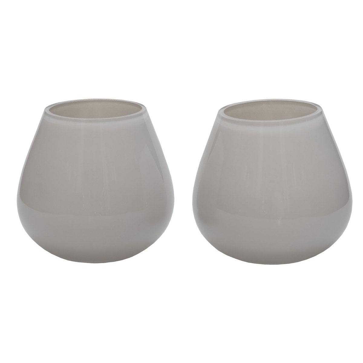 Waxinelichthouder set van 2 glas beige wit 12,5x11,5x12,5 cm
