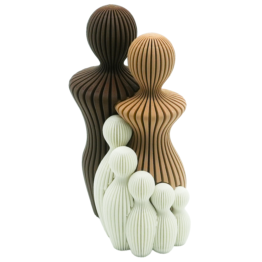 Familie beeldjes 15cm 25cm bruin mokka wit