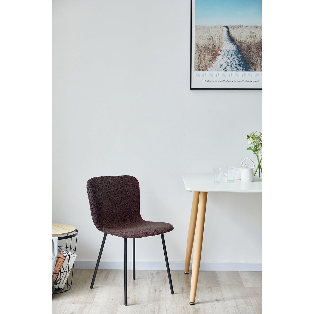 Eetkamerstoelen set van 4 bouclé donkergrijs