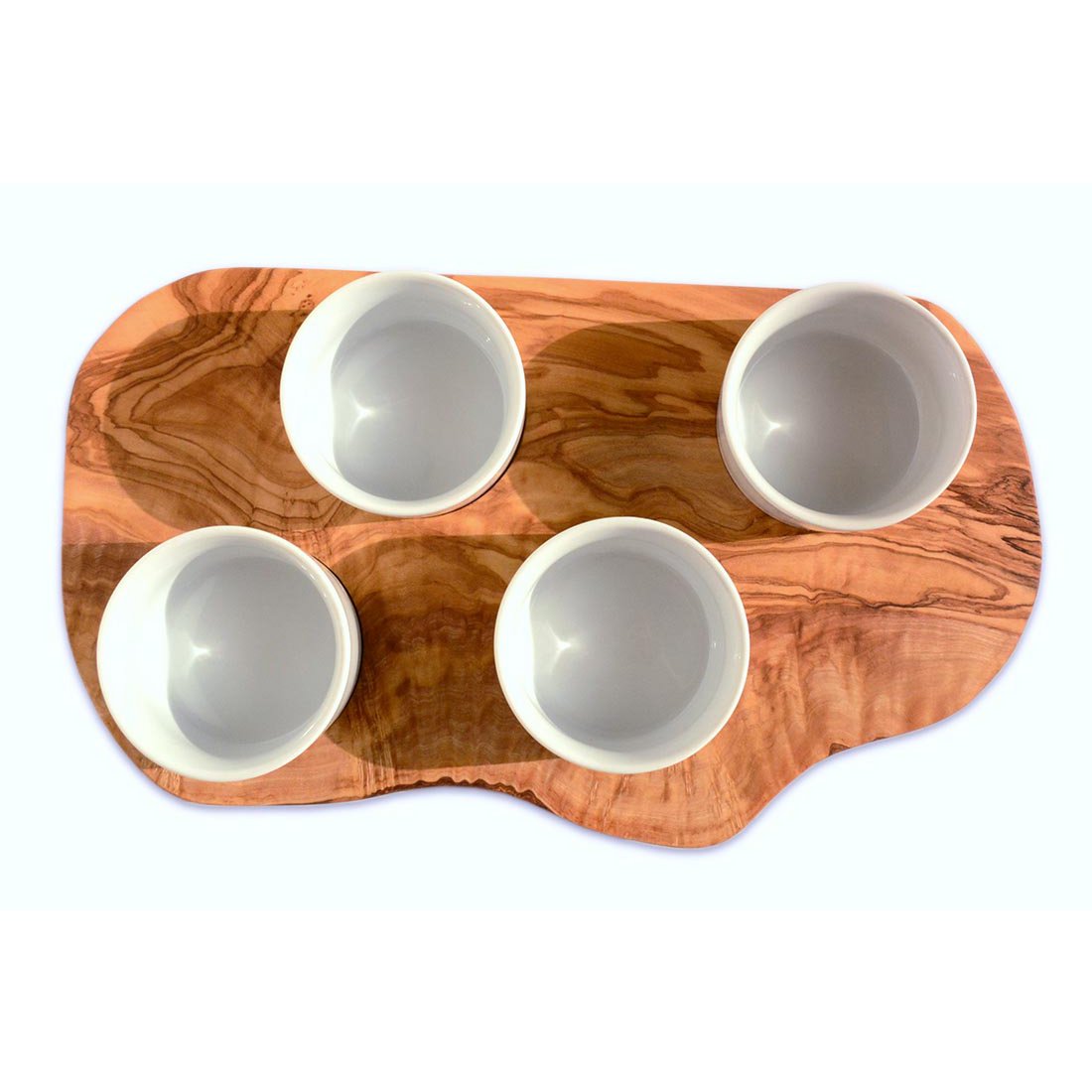 Serveerplank met 4 dipschalen hout