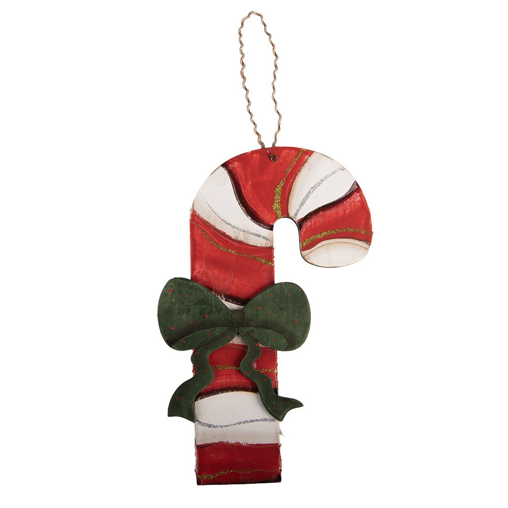 Kersthanger Zuurstok 16x1x29 cm Rood Hout