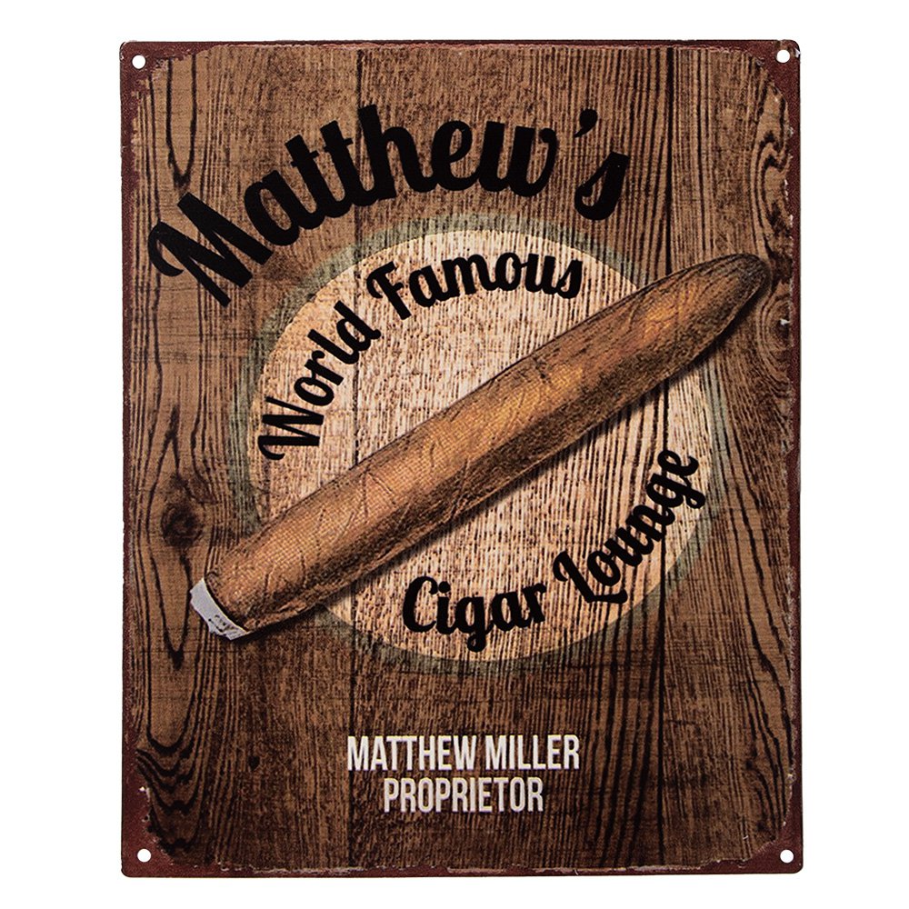 Sign 20x25 cm Brown Iron Cigar Wall Plaque