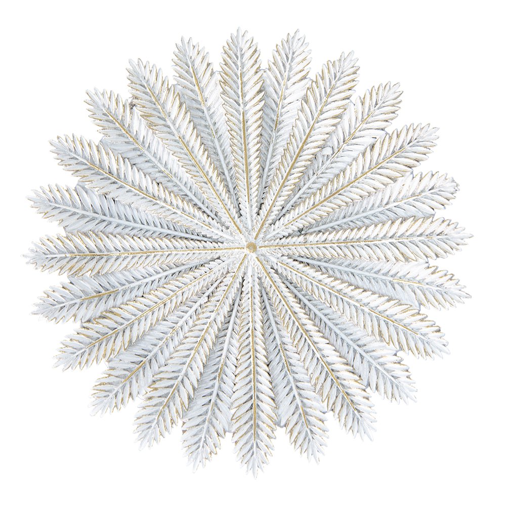 Decorative Bowl Ø 20x1 cm white Gold-colored polyresin branches