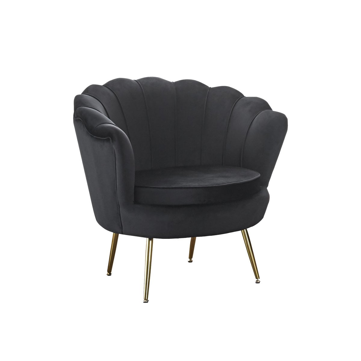 Zwart fluwelen schelp fauteuil