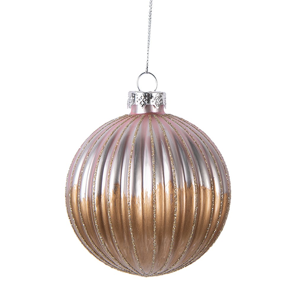 Kerstbal 8 cm bruin glas