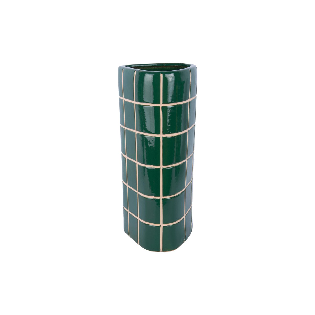 Vaas keramiek groen 37 cm driehoekig