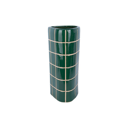 Vaas keramiek groen 37 cm driehoekig