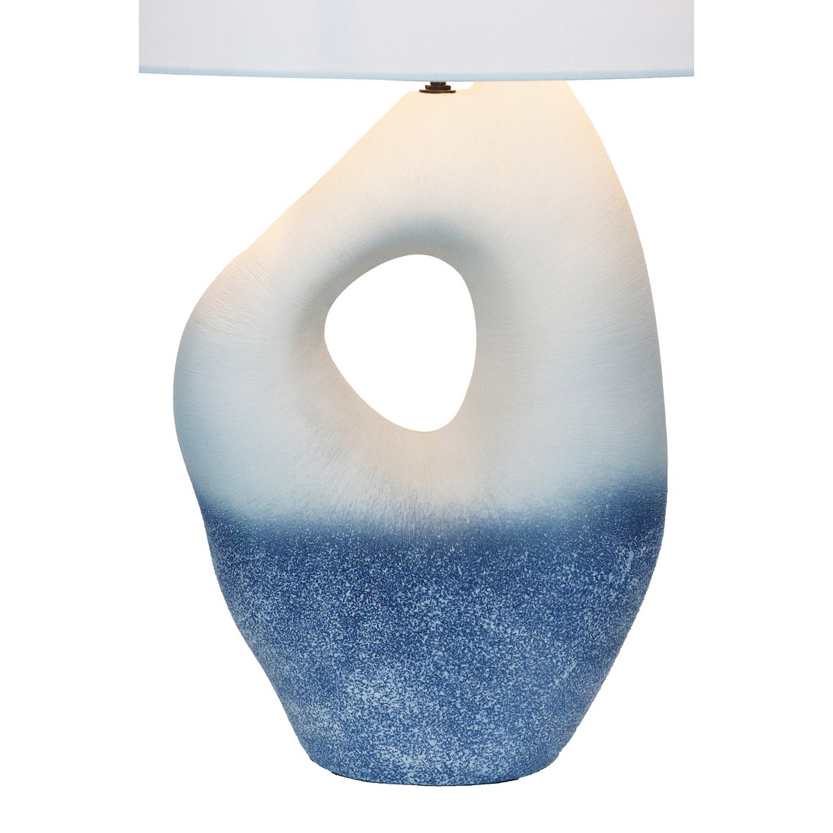 Tafellamp keramiek linnen blauw wit 69 cm