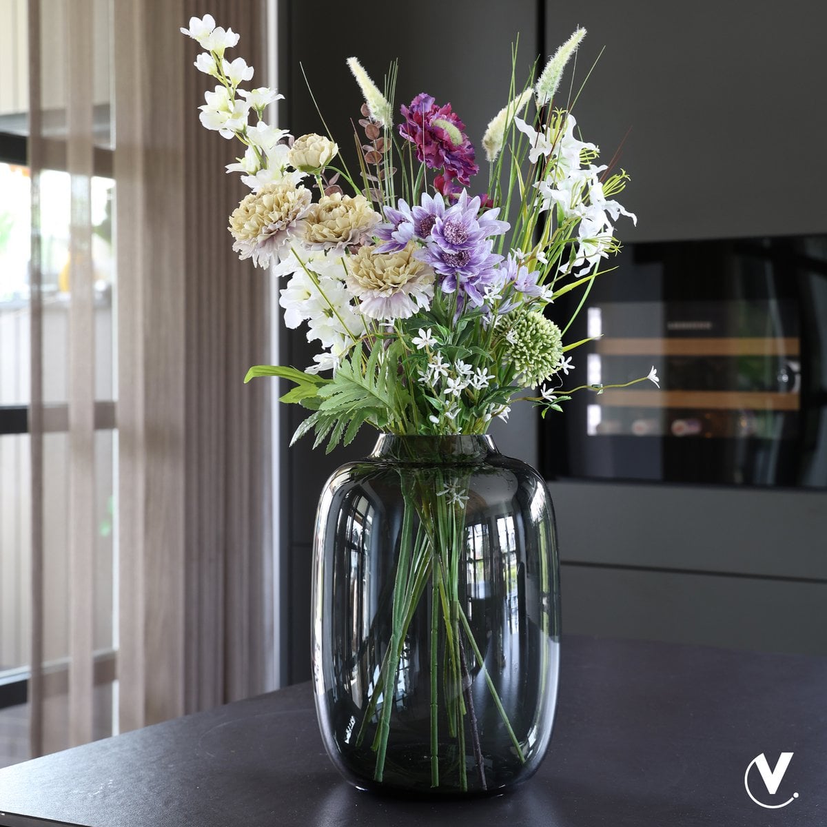 Vaas glas Artic grey Ø17xH24 cm