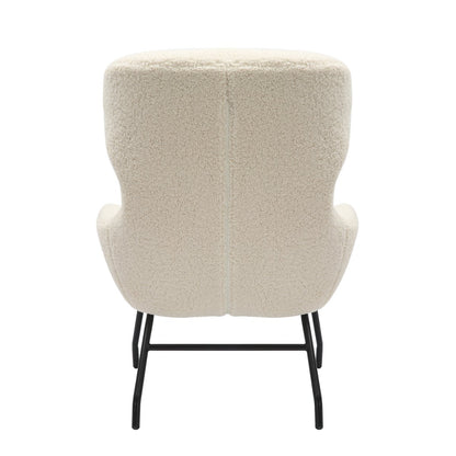 Fauteuil met kruk teddybont beige