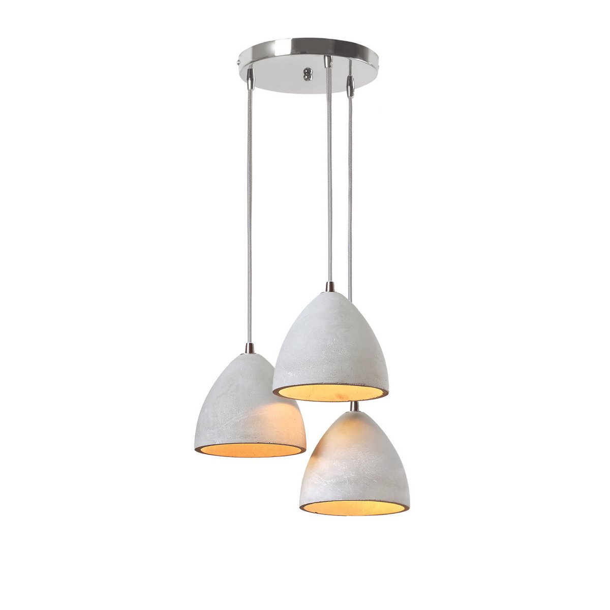 Hanglamp 3 vlammen beton metaal 38x38x120 cm