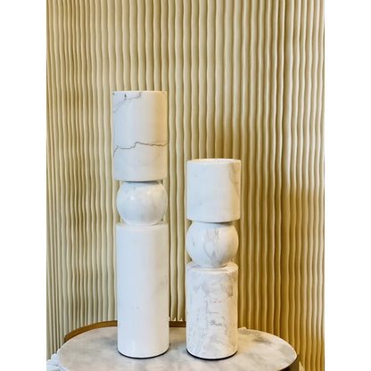 KANDELAAR | MARBLE | WHITE L H39.5cm*W8cm D 8cm Reversible for flower arrangement