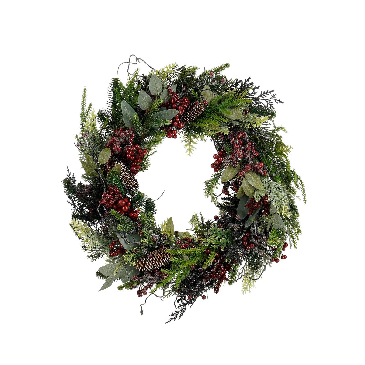 Kerstkrans 50 cm dennenappels bordeaux