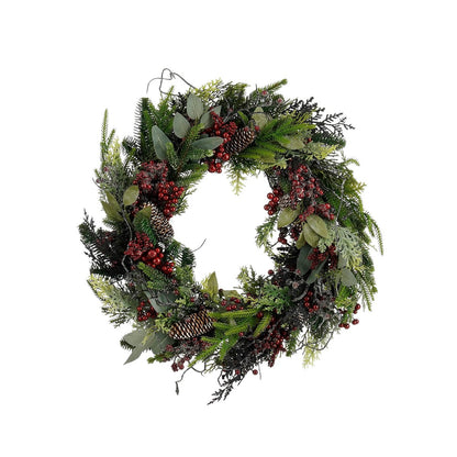 Kerstkrans 50 cm dennenappels bordeaux