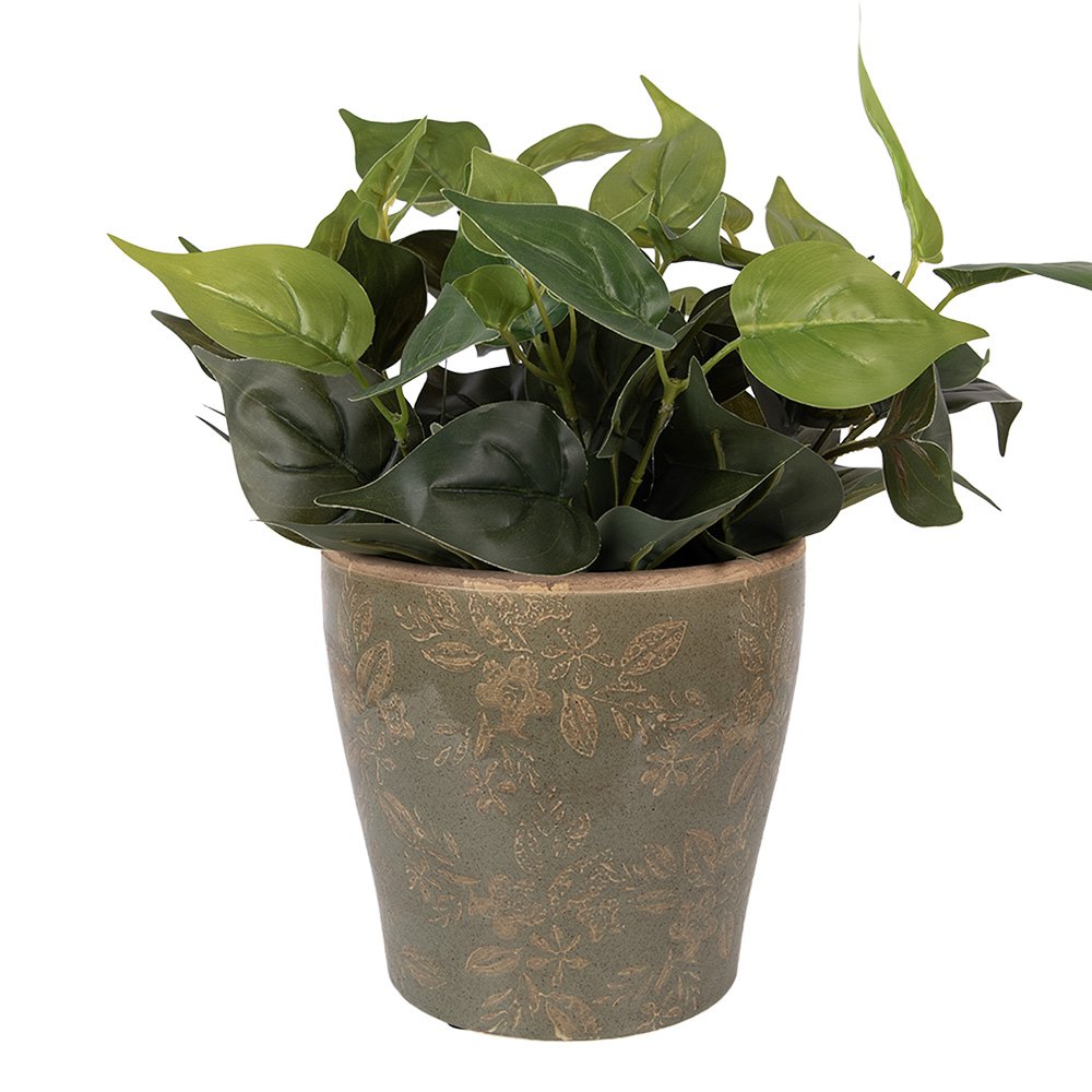 Bloempot Ø 18x17 cm groen keramiek