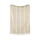 Plaid 130x150 cm katoen beige gestreept