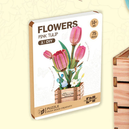 Inspirebox, 3D Flower, Roze Tulpen, BE011905, 11x8x21 cm