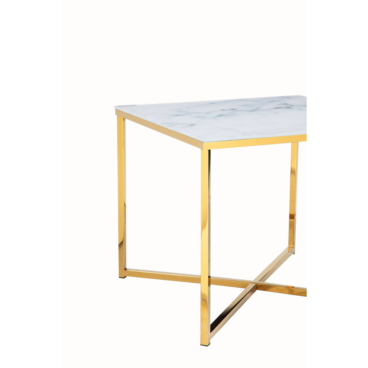 Bijzettafel 50x50x42 cm goud marmerlook