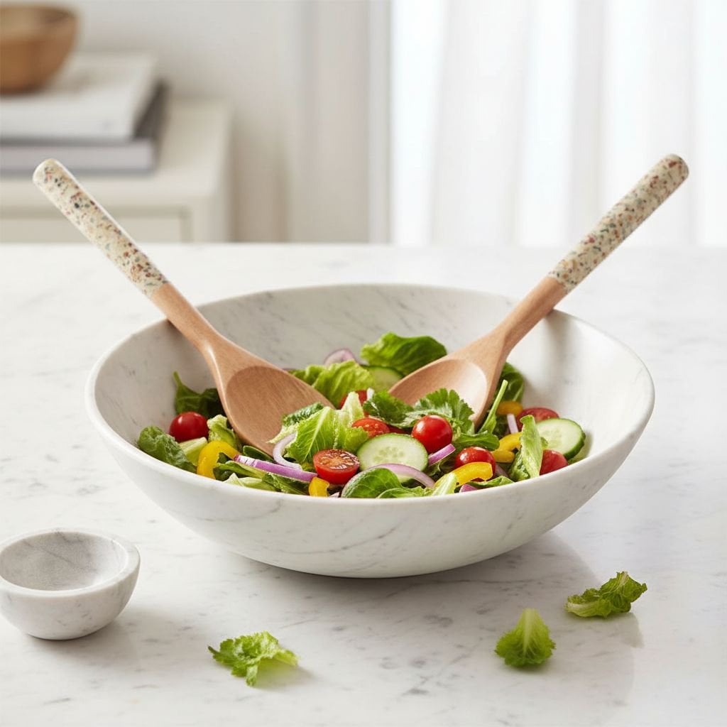 Salade bestek marmer 27x5x2 cm