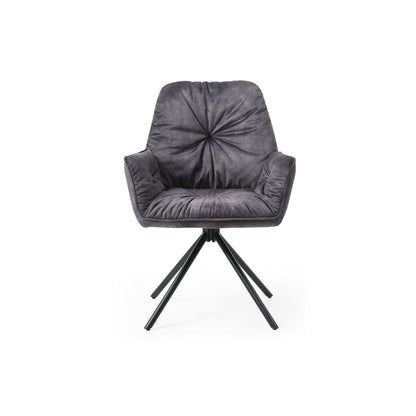 Fauteuil draaibaar zwart fluweel metaal