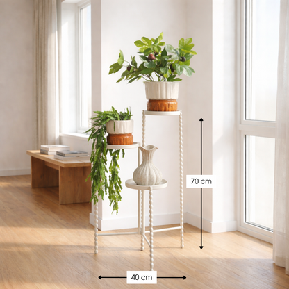 Plantenstandaard 40x40x70 cm gebroken wit ijzer